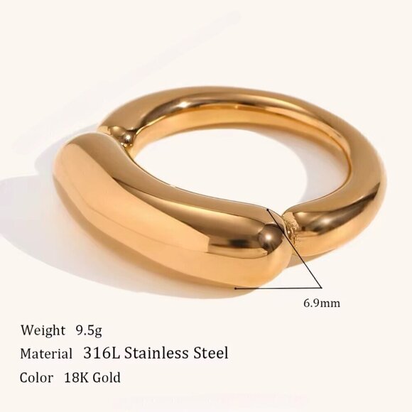 NWT 18K Gold Plated Minimalist Statement Chunky Ring Sz. 7 - Picture 11 of 16